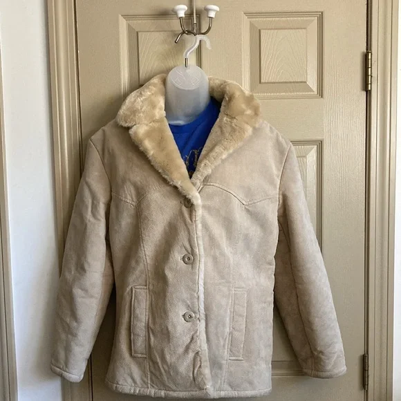 EUC Vintage Guess tan suede jacket 🧥 with plush warm lining Large - Picture 4 of 9